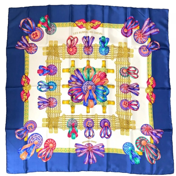 Hermes Carré 90 LES RUBANS DU CHEVAL Silk Scarf W/Box - Picture 3 of 15